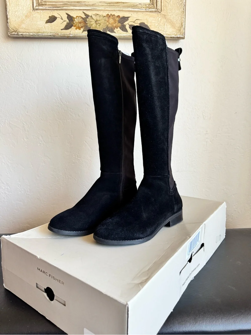 Marc Fisher Black Over-the-Knee Suede & Stretch Boots